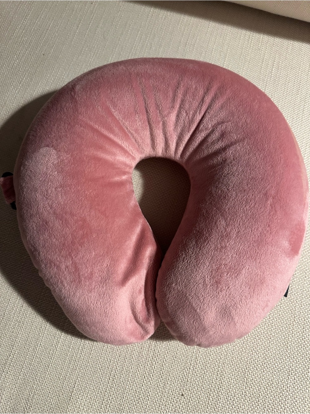 Plush U-Shaped Travel Neck Pillow in Dusty Rose